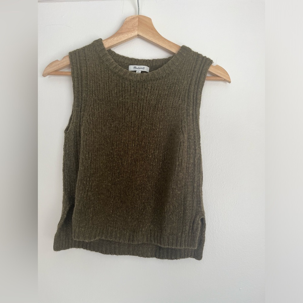 GREEN MADEWELL KNIT CROPPED SWEATER VEST